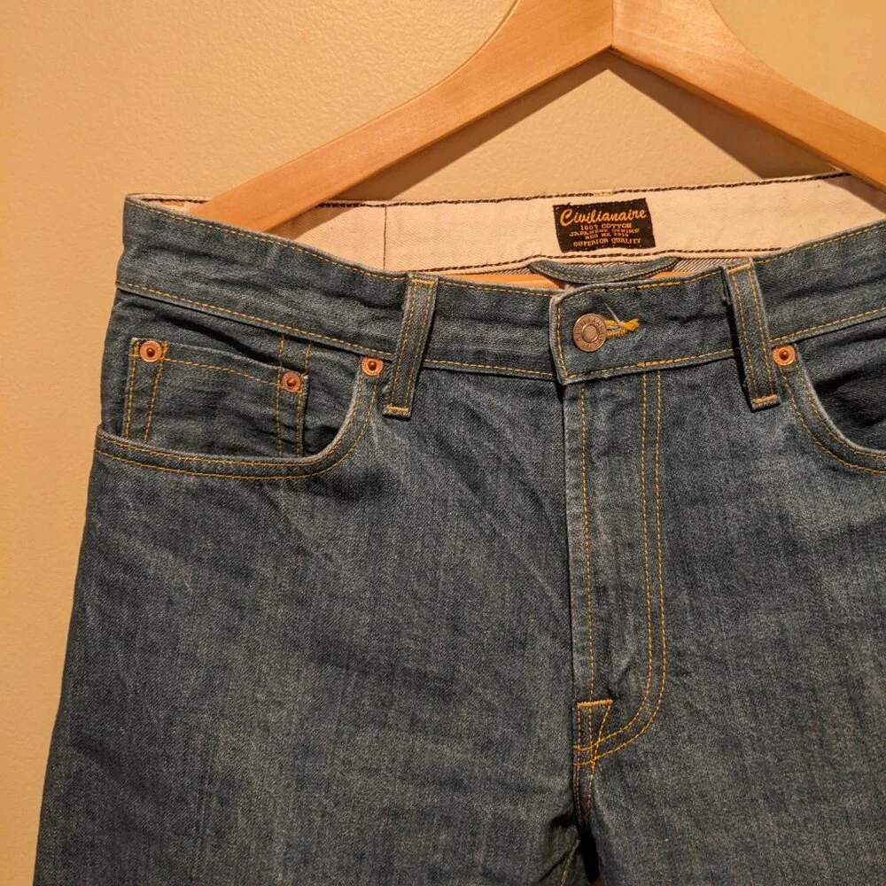 Civilianaire Gold Japanese Selvedge Denim Slim Jeans Size 32 Blue Dark Wash - Picture 5 of 14